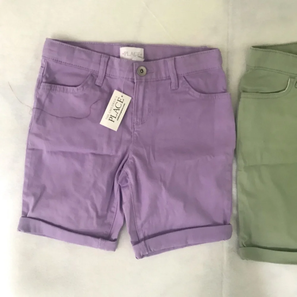 Lilac and Sage Casual Roll-Cuff Shorts - 2 Pairs